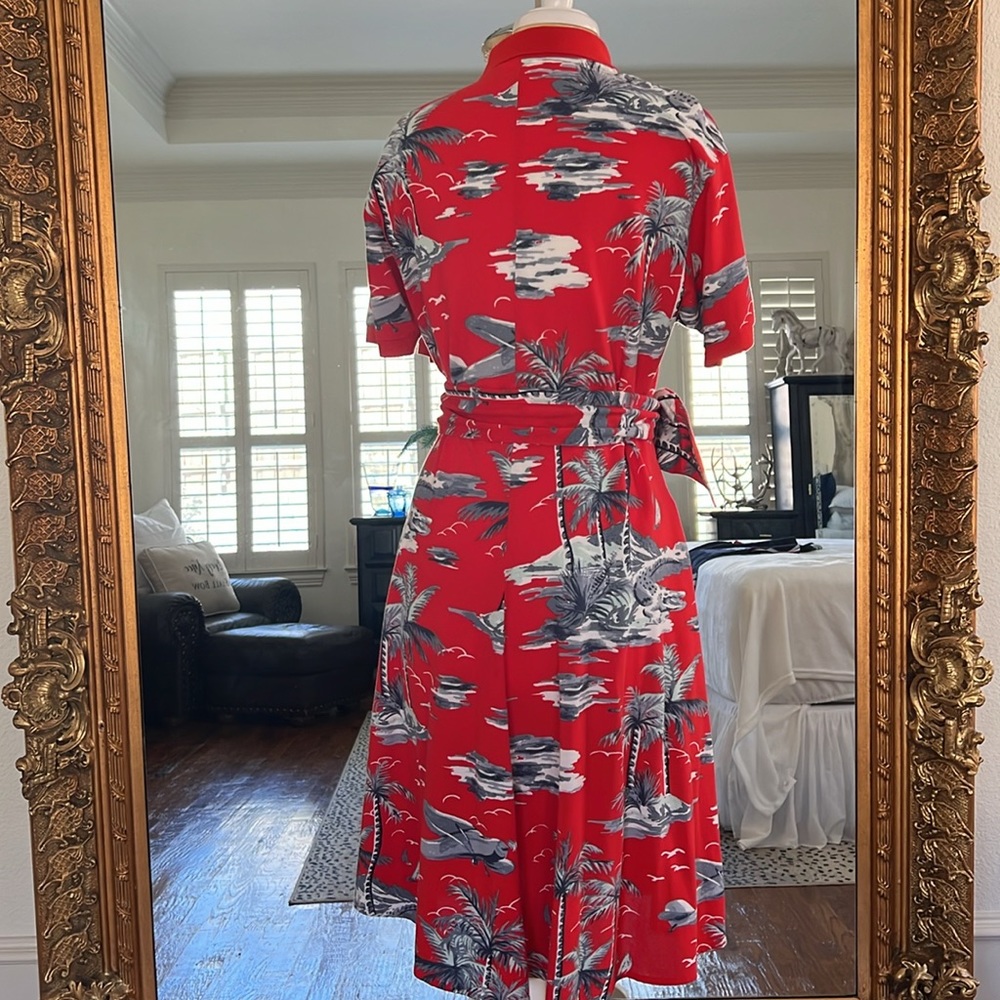 LACOSTE LOVELY RED BELTED POCKET COTTON DRESS SIZE 36 USED LIKE NEW CONDITION - Picture 8 of 11